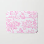 Pink Toile De Jouy Print Bath Mat Gallery Image 1