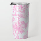 Pink Toile De Jouy Print Travel Mug Gallery Image 3