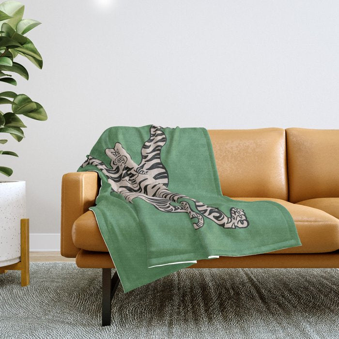 Tiger Green Throw Blanket Gallery Image 1