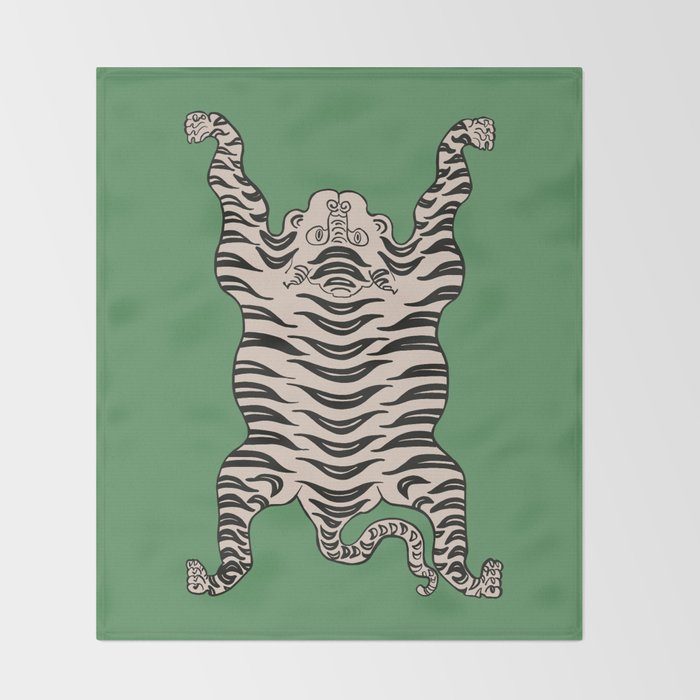 Tiger Green Throw Blanket Gallery Image 2