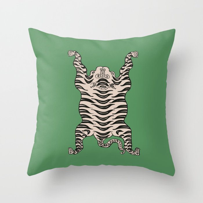 Tiger Green Throw Pillow Gallery Image 1