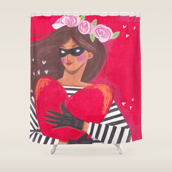 Portrait woman you stole my heart Shower Curtain Gallery Image 1