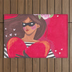 Portrait woman you stole my heart Outdoor Rug Gallery Image 1