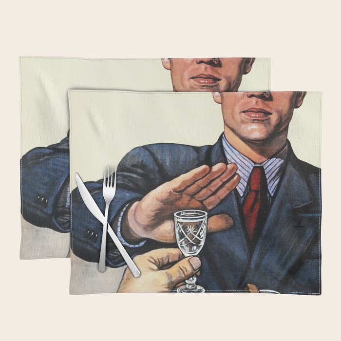 Anti Alcohol Vintage Soviet - HET - Soviet Anti Alcohol Propaganda - 1954-Het No To Alcohol Soviet Union Propaganda Placemat Gallery Image 1