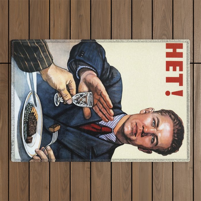 Anti Alcohol Vintage Soviet - HET - Soviet Anti Alcohol Propaganda - 1954-Het No To Alcohol Soviet Union Propaganda Outdoor Rug Gallery Image 1