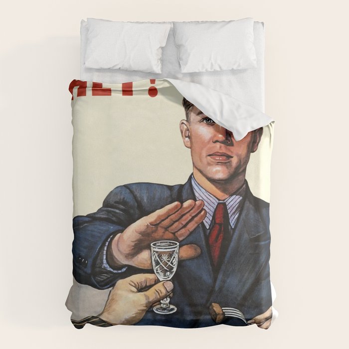 Anti Alcohol Vintage Soviet - HET - Soviet Anti Alcohol Propaganda - 1954-Het No To Alcohol Soviet Union Propaganda Duvet Cover Gallery Image 6