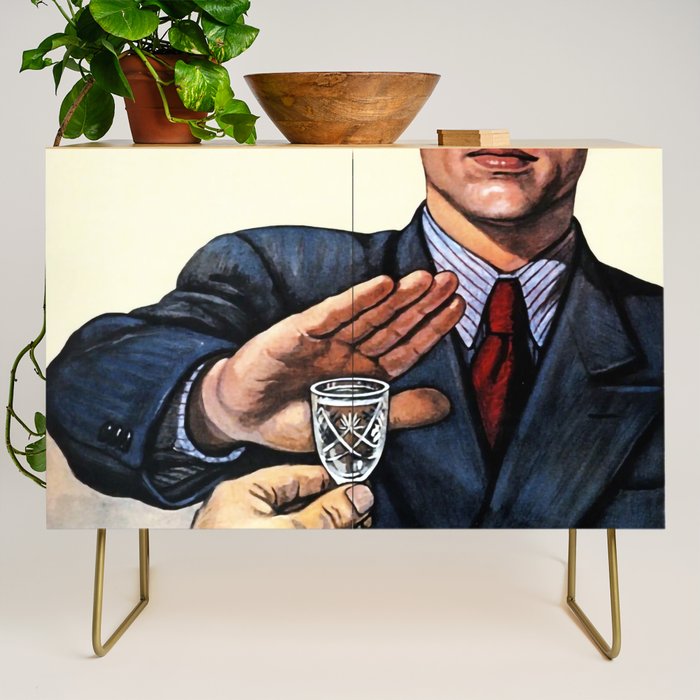 Anti Alcohol Vintage Soviet - HET - Soviet Anti Alcohol Propaganda - 1954-Het No To Alcohol Soviet Union Propaganda Credenza Gallery Image 1