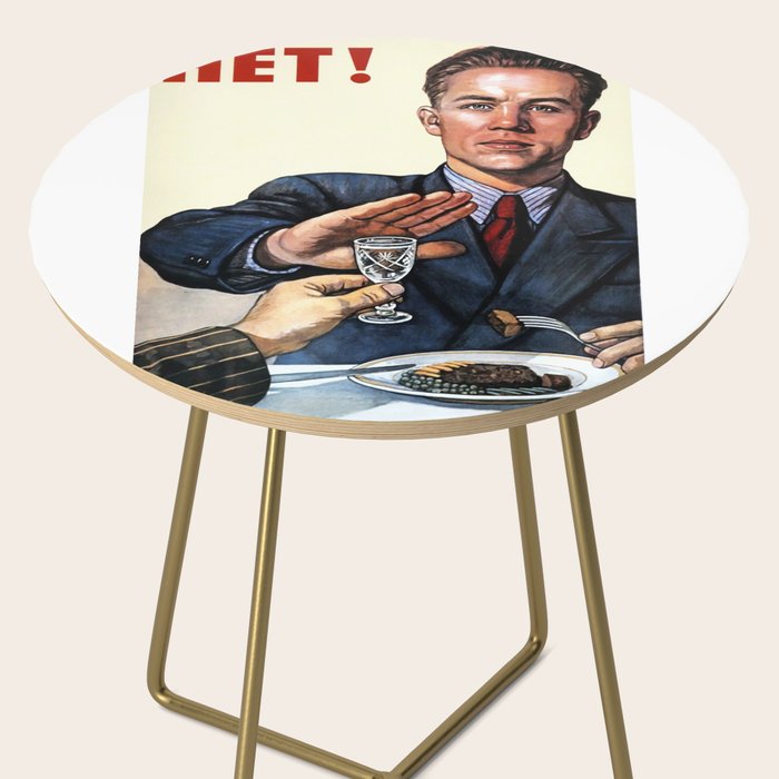 Anti Alcohol Vintage Soviet - HET - Soviet Anti Alcohol Propaganda - 1954-Het No To Alcohol Soviet Union Propaganda Side Table Gallery Image 2