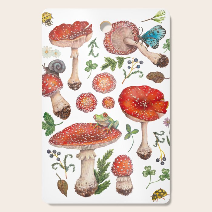 Lovely Red Mushrooms - GreenBG Cutting Board Gallery Image 1