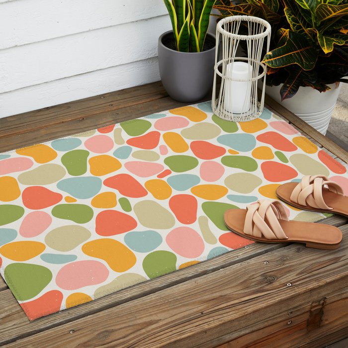 Colorful organic shape art pattern Outdoor Rug Gallery Image 2