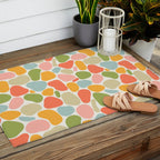 Colorful organic shape art pattern Outdoor Rug Gallery Image 2
