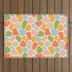 Colorful organic shape art pattern Outdoor Rug Gallery Image 1