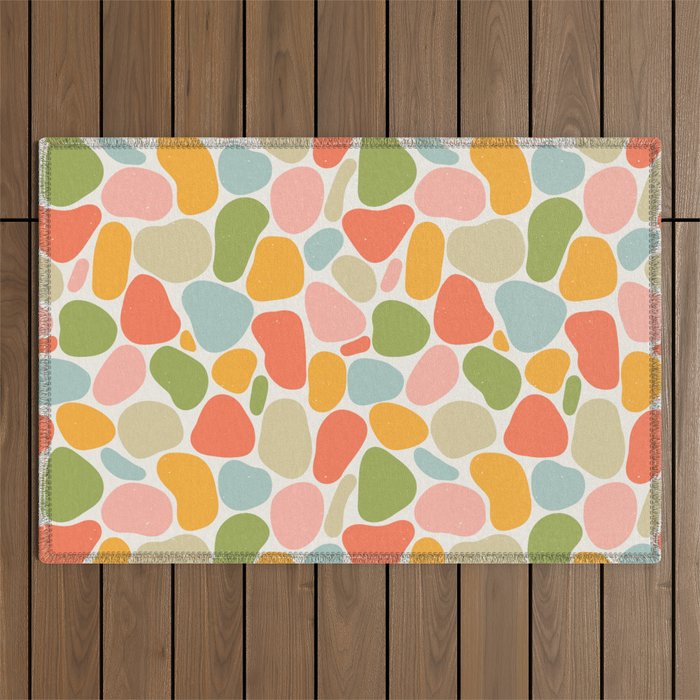 Colorful organic shape art pattern Outdoor Rug Gallery Image 1