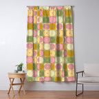 Retro Flowers Check Pattern XVII Window Curtain Gallery Image 5