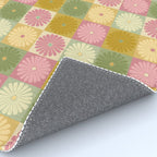 Retro Flowers Check Pattern XVII Rug Gallery Image 4