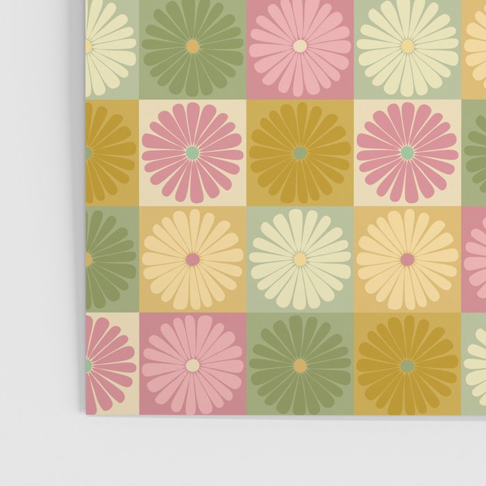 Retro Flowers Check Pattern XVII Poster Gallery Image 3