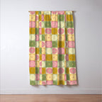 Retro Flowers Check Pattern XVII Window Curtain Gallery Image 3
