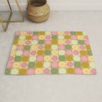 Retro Flowers Check Pattern XVII Rug Gallery Image 1