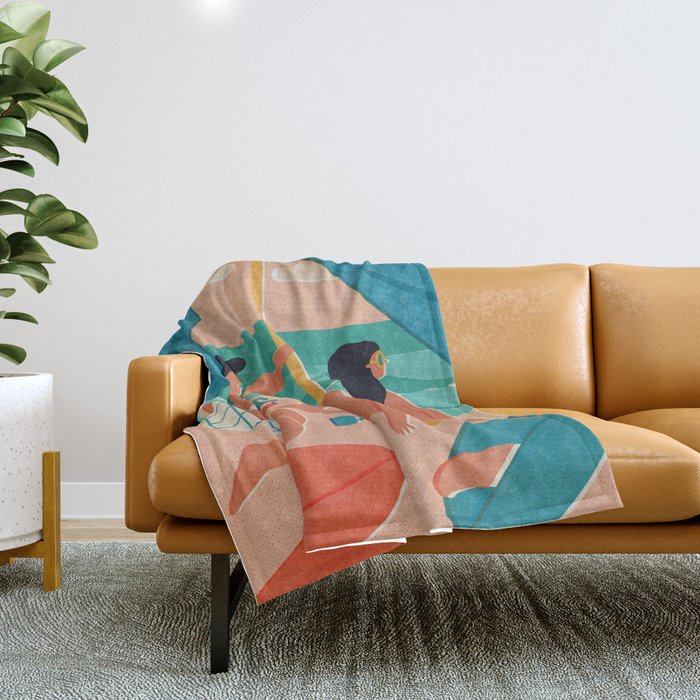Surf camp Throw Blanket Gallery Image 1