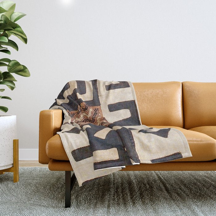 Kuba Congo Central African Wraparound Skirt Print 2 Throw Blanket Gallery Image 1