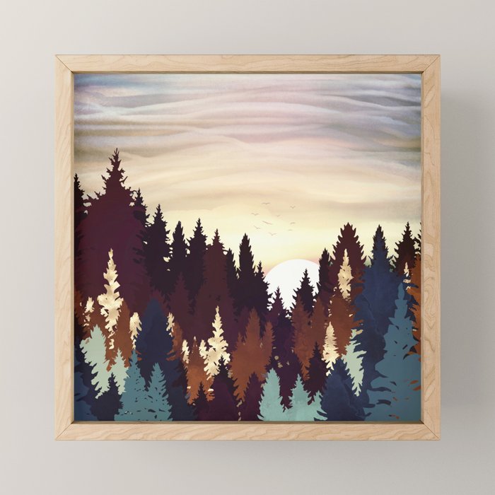 Autumn Forest Sunset Mini Art Print Gallery Image 1