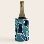 Festive, Floral Prints, Navy Blue and Teal on White Wine Chiller Gallery Image 1