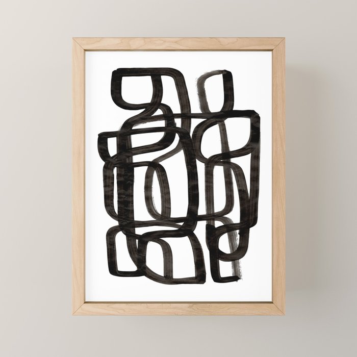 'Writing On The Wall' Mid Century Modern Fun Abstract Shapes  Mini Art Print Gallery Image 1