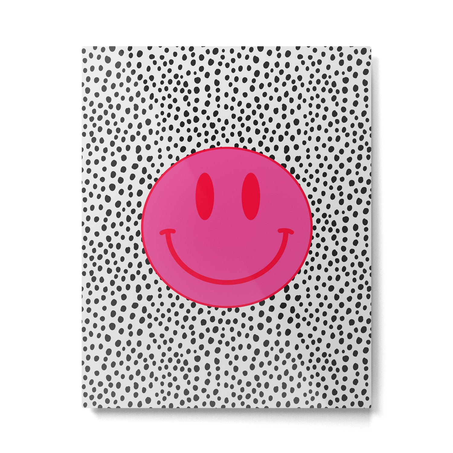 Cute Pink and Red Smiley Face on Black and White Background Metal Print Gallery Image 6