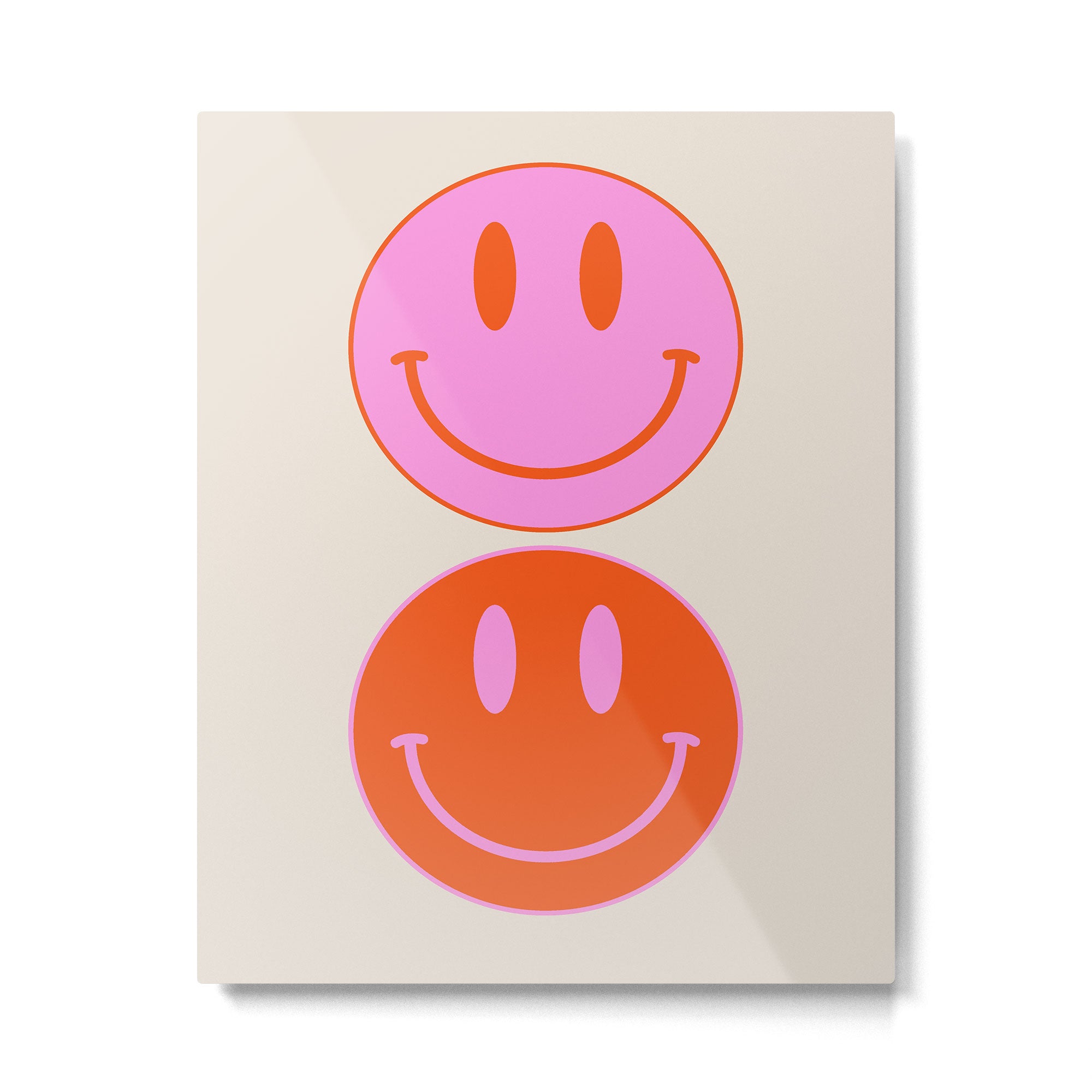 Keep Smiling! - Large Pink and Beige Smiley Face Pattern Metal Print Gallery Image 6