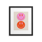 Keep Smiling! - Large Pink and Beige Smiley Face Pattern Framed Art Print Gallery Image 6