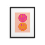 Retro Groovy Smiley Face Poster - Pink and Orange 90s Vibes Framed Art Print Gallery Image 4