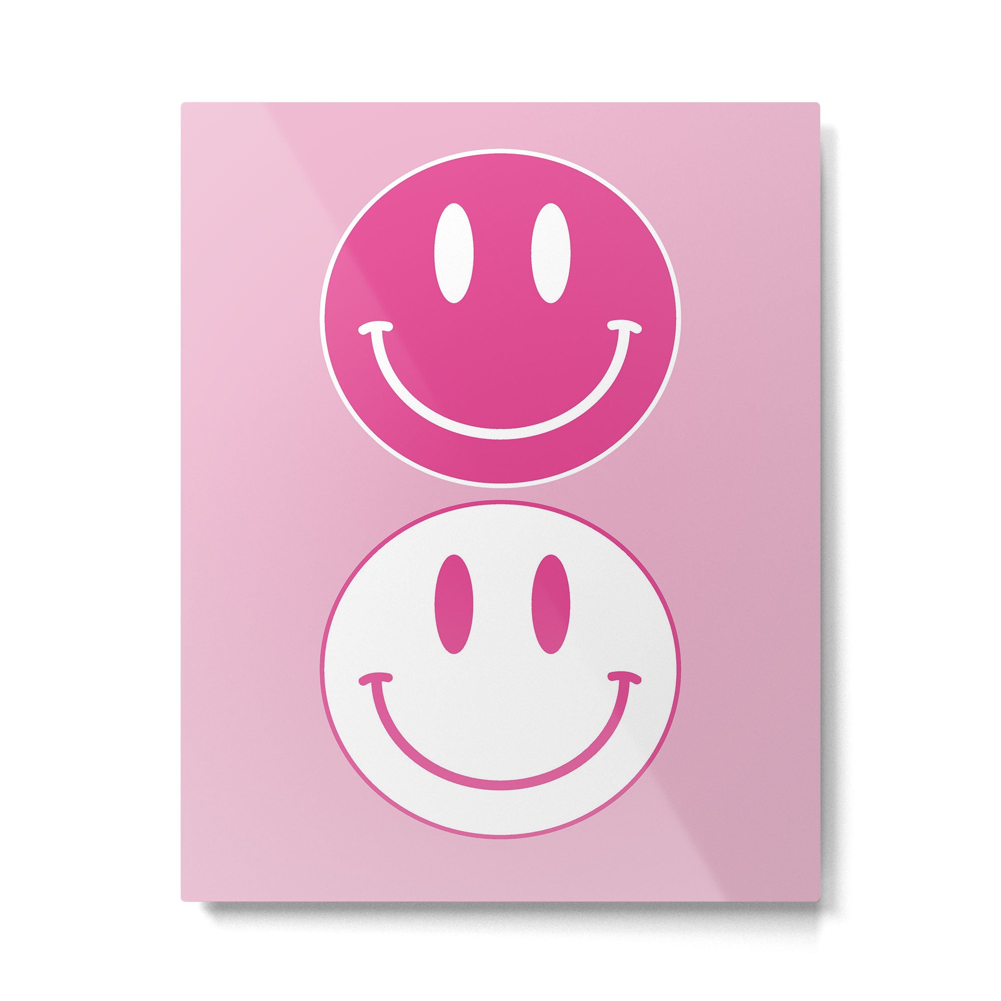 Large Pink and White Smiley Face - Preppy Aesthetic Decor Metal Print Gallery Image 6