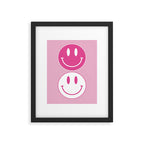 Large Pink and White Smiley Face - Preppy Aesthetic Decor Framed Art Print Gallery Image 6
