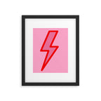 Pink and Red Y2k Lightning Bolt Wallpaper - Preppy Aesthetic Framed Art Print Gallery Image 6
