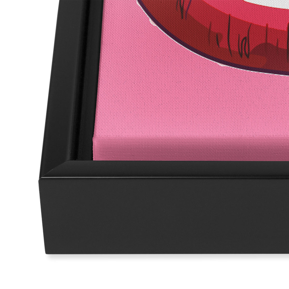 Red Lips with Heart Framed Canvas Print Gallery Image 3