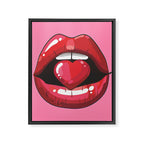 Red Lips with Heart Framed Canvas Print Gallery Image 6
