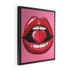 Red Lips with Heart Framed Canvas Print Gallery Image 2