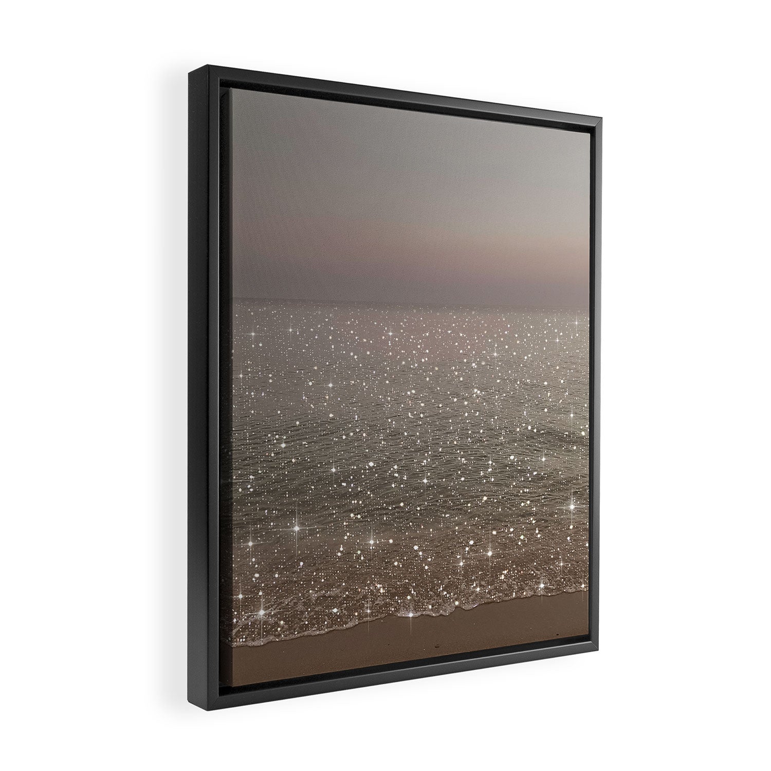 Beach Ocean Glitter Framed Canvas Print Gallery Image 2