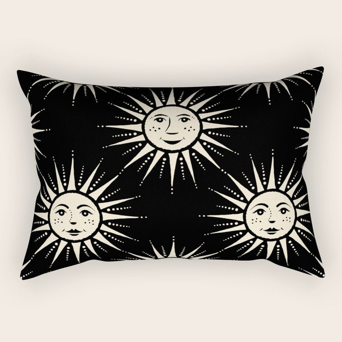 Freckled Suns - black and cream Rectangular Pillow Gallery Image 2