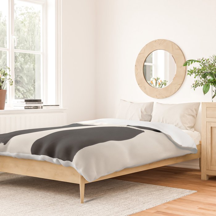 Mid Century Modern Minimalist Abstract Art Brush Strokes Black & White Ink Art Square Shapes Duvet Cover Gallery Image 2
