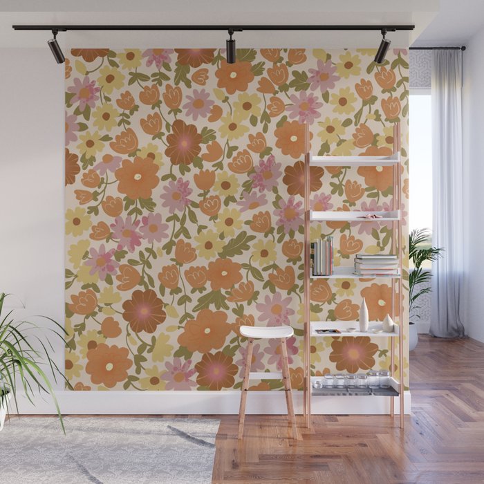 Retro garden pattern Wall Mural Gallery Image 1