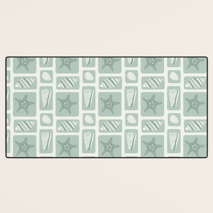 Retro marine sea shell art pattern Desk Mat Gallery Image 3