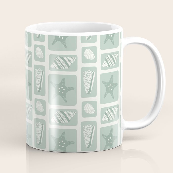 Retro marine sea shell art pattern Coffee Mug Gallery Image 1