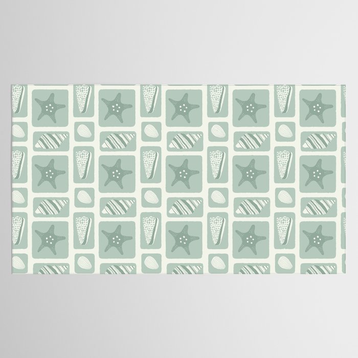 Retro marine sea shell art pattern Tablecloth Gallery Image 2