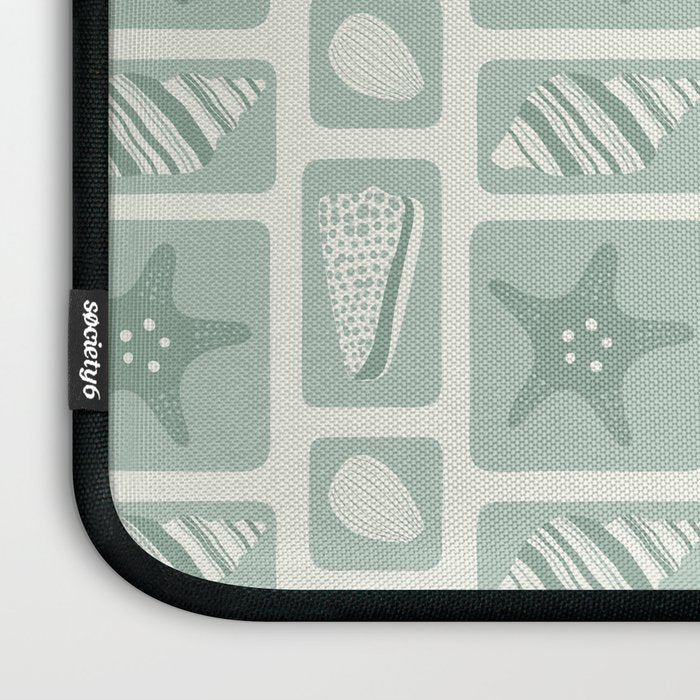 Retro marine sea shell art pattern Laptop Sleeve Gallery Image 3