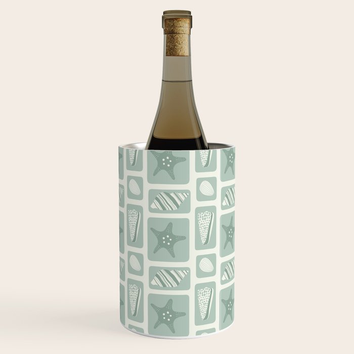 Retro marine sea shell art pattern Wine Chiller Gallery Image 3