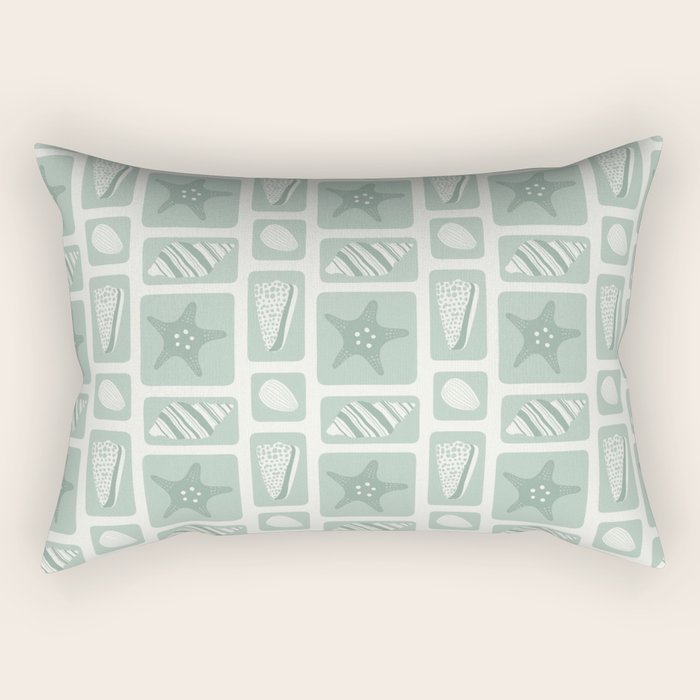 Retro marine sea shell art pattern Rectangular Pillow Gallery Image 1