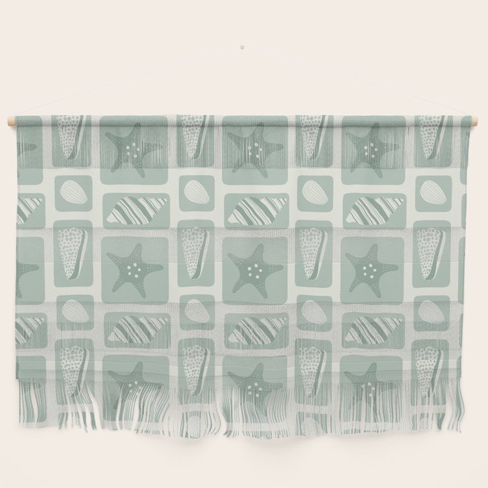 Retro marine sea shell art pattern Wall Hanging Gallery Image 1