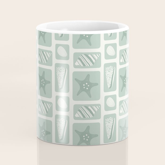 Retro marine sea shell art pattern Coffee Mug Gallery Image 4