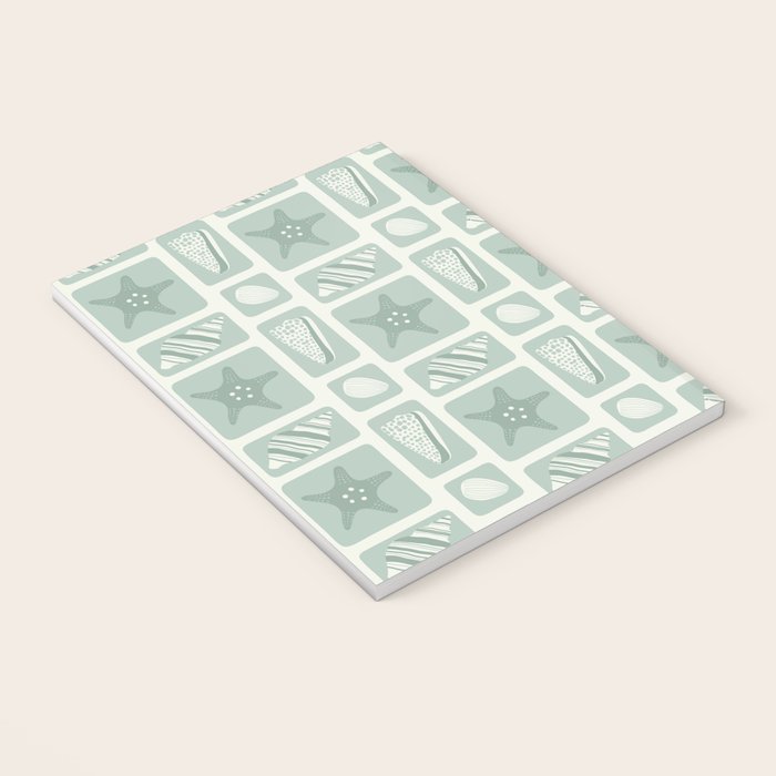 Retro marine sea shell art pattern Notebook Gallery Image 3